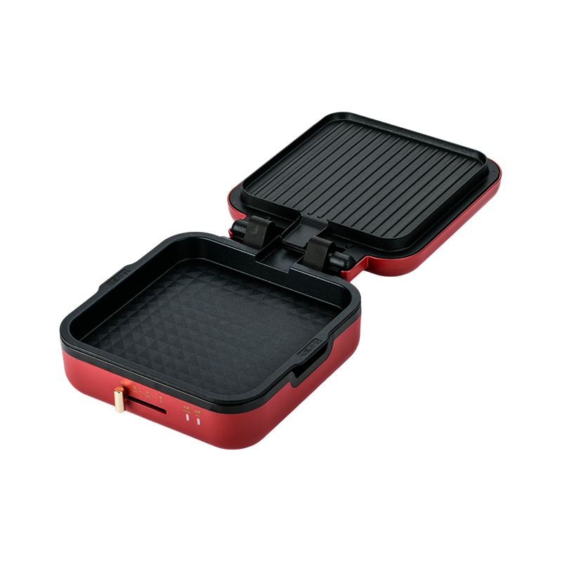 BJX-S017 24x24 cm grillpanna med grill (temperaturkontroll + träsädeshandtag)
