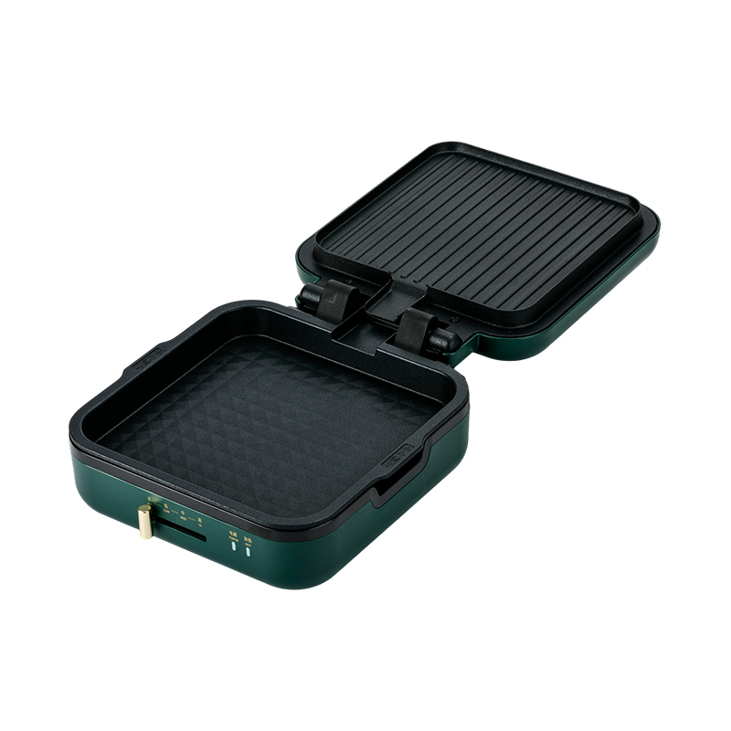 BJX-S017 24x24 cm grillpanna med grill (temperaturkontroll + träsädeshandtag)