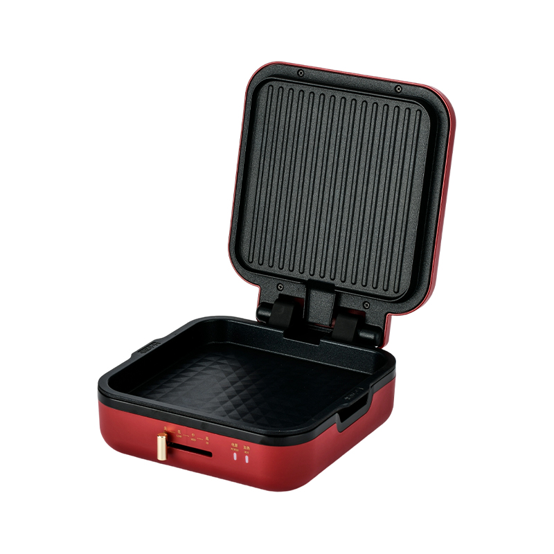 BJX-S017 24x24 cm grillpanna med grill (temperaturkontroll + träsädeshandtag)