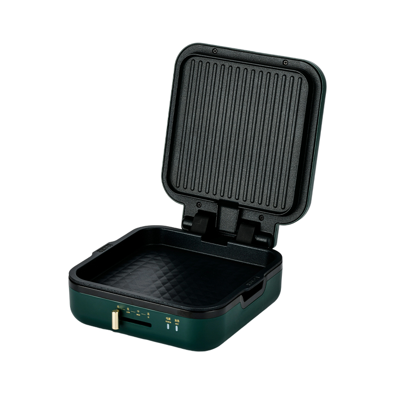 BJX-S017 24x24 cm grillpanna med grill (temperaturkontroll + träsädeshandtag)